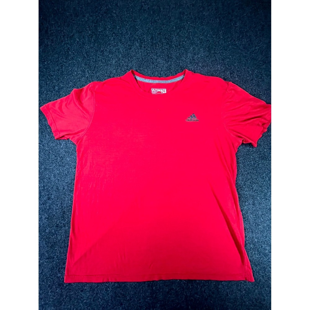 Adidas Ultimate Athletic Training Shirt Mens Large Red Crew Neck Short Sleeve
